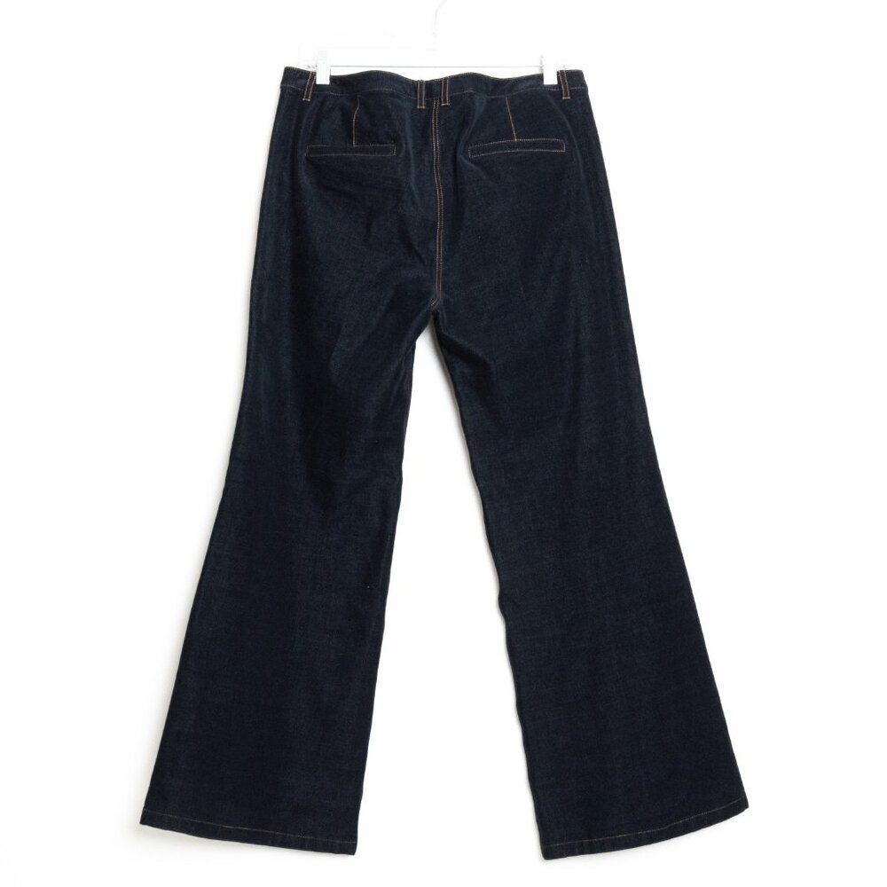 Theory Sueded Dark Wash Bootcut Jeans Wide Leg Size 10 - Picture 3 of 12